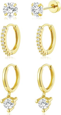 adoyi الذهب هوب الأقراط للنساء الأقراط الفولاذ الجراحية شقة الظهر ترصيع الأطواق الصغيرة للآذان الحساسة هيبوالرجينيك 14k الذهب مطلي القرط الغضروف لهدايا المجوهرات خفيفة الوزن in Kuwait