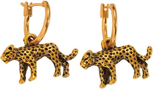 Gold Leopard Dangle Earrings for Women, Vintage Animal Hoop Earring Wild Leopard Natural Statement Drop Trendy Safari Style Jewelry Gift in Kuwait