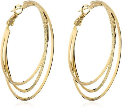 Summer beach wind women's multi-layer stacked type big ear hoop Trend Earrings and studs (50mm) in Saudi Arabia
