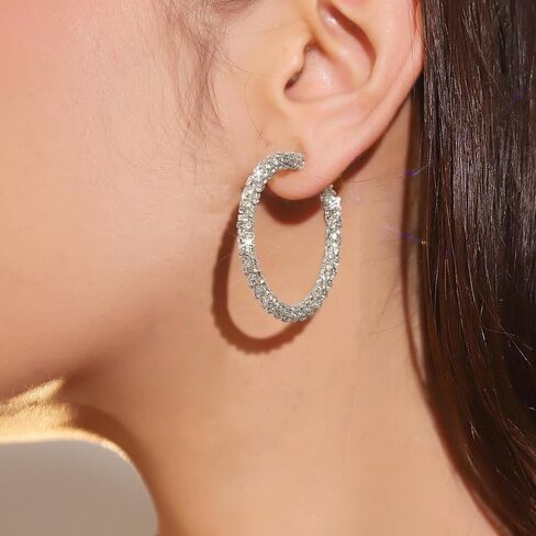 Gold Bamboo Hoop Earrings for Women Trendy 80s 90s Costumes Jewelry Large Hoops Party Gifts for Women in Saudi Arabia