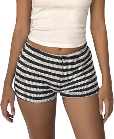 Adoeren Women's Low Waist Knitted Y2k Lounge Pj Bottoms Sexy Slim Sleep Micro Shorts in Kuwait