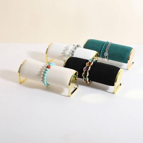 Velvet Bracelet display stand for selling, Gold Watch Storage Organizer for show, Gold Bangle Holder Jewelry Shelf【Beige-Long】 in Saudi Arabia