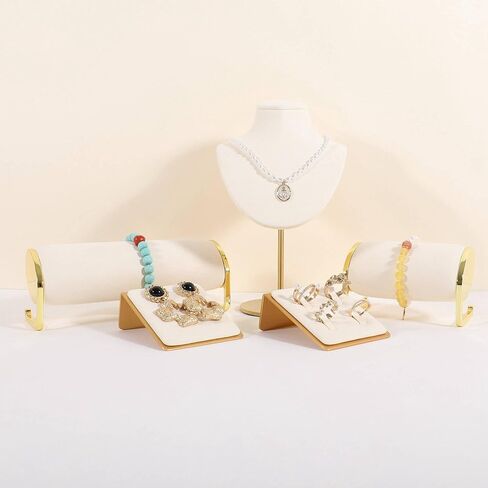 Velvet Bracelet display stand for selling, Gold Watch Storage Organizer for show, Gold Bangle Holder Jewelry Shelf【Beige-Long】 in Saudi Arabia