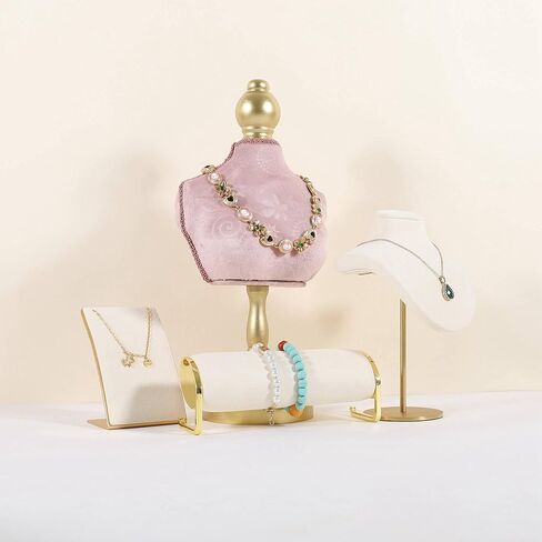 Velvet Bracelet display stand for selling, Gold Watch Storage Organizer for show, Gold Bangle Holder Jewelry Shelf【Beige-Long】 in Saudi Arabia