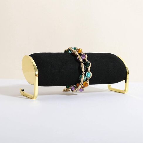 Velvet Bracelet display stand for selling, Gold Watch Storage Organizer for show, Gold Bangle Holder Jewelry Shelf【Beige-Long】 in Saudi Arabia