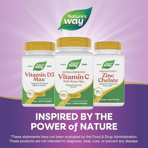 Nature's Way Extra Strength** Vitamin C with Rose Hips, Supports Immune Health*, Collagen Production*, High Potency Vitamin C, 100 Capsules (Packaging May Vary) in Kuwait