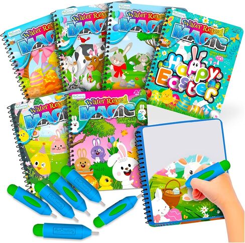 ArtCreativity Easter Magic Water Coloring Books for Toddlers - 4 Pack - Reusable Paint Books with Water Pen for Kids Ages 1 2 3 4 - Mess Free Water Art Books - Stocking Stuffers for Toddlers in Saudi Arabia
