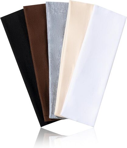 5Pcs Headbands for Women Non Slip, 5 Colors Head Bands for Women's Hair. Soft Cotton Cloth Stretchy Thick Headbands for Running, Yoga, and Exercise in Saudi Arabia