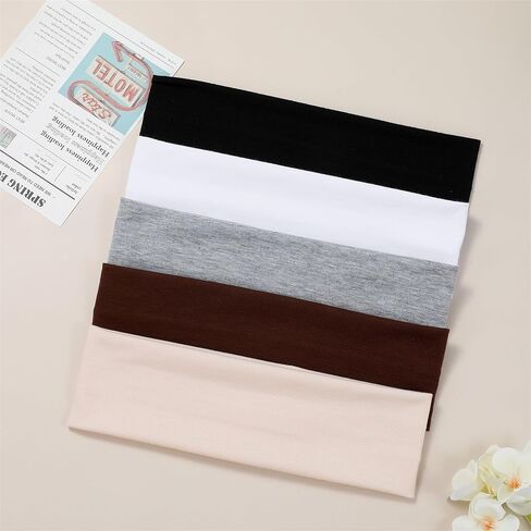 5Pcs Headbands for Women Non Slip, 5 Colors Head Bands for Women's Hair. Soft Cotton Cloth Stretchy Thick Headbands for Running, Yoga, and Exercise in Saudi Arabia