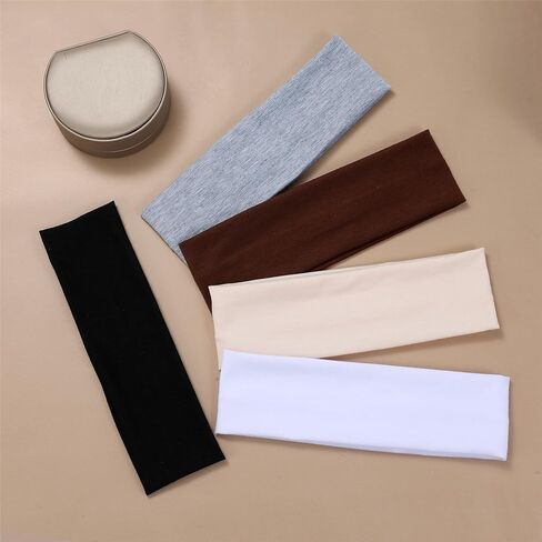 5Pcs Headbands for Women Non Slip, 5 Colors Head Bands for Women's Hair. Soft Cotton Cloth Stretchy Thick Headbands for Running, Yoga, and Exercise in Saudi Arabia