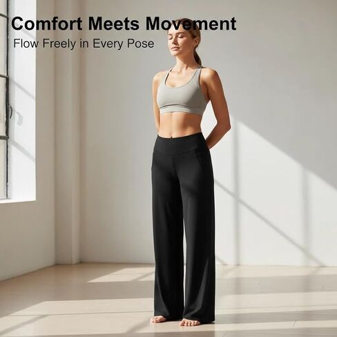 KINLONSAIR Women High Waist Yoga Pants Stretch Soft Straight Leg Bottoms,Size-Inclusive,Sizes S to XL,Inseam:28,30,32,34 in Kuwait