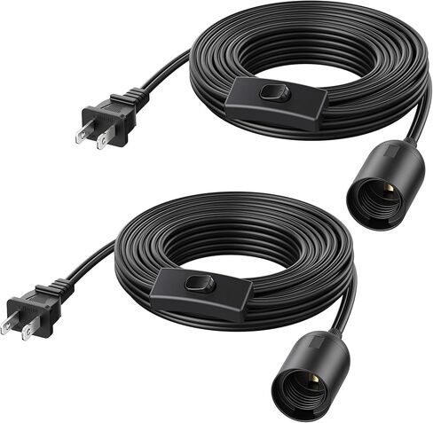 Cable Matters 2-Pack Hanging Light Cord with Switch 8 ft (Pendant Light Cord/Light Socket with Cord) in Black in Kuwait