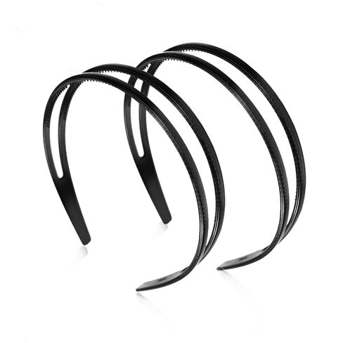 2 Pieces Plastic Headband Double Row Teeth Comb Hair Band Simple and Chic Hair Hoop Non-Slip Hair Accessory for Women Girls Daily Dating Decorations(Black, Brown) in Saudi Arabia