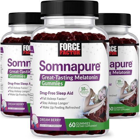 FORCE FACTOR Somnapure Gummies 2-Pack with Melatonin 10mg, Melatonin Gummies, Dream Berry Flavor, 120 Gummies, Purple in Kuwait