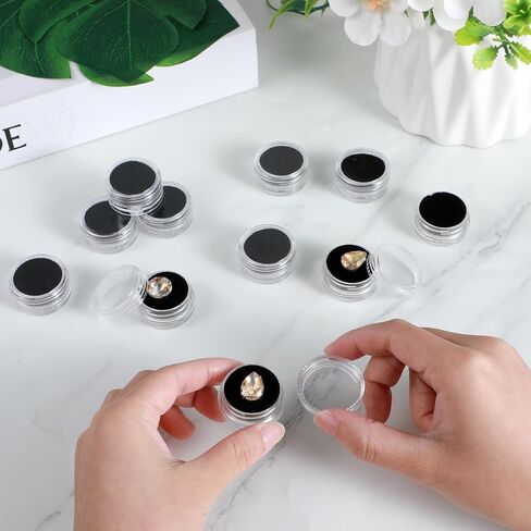 12 Pcs Small Loose Display Box, Round Jewelry Show Box Gemstone Holder Case Jewelry Show Boxes with Clear Top Lids and Sponge, Black in Kuwait