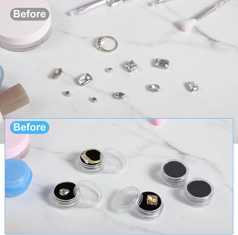 12 Pcs Small Loose Display Box, Round Jewelry Show Box Gemstone Holder Case Jewelry Show Boxes with Clear Top Lids and Sponge, Black in Kuwait