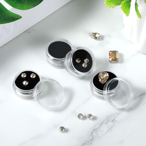 12 Pcs Small Loose Display Box, Round Jewelry Show Box Gemstone Holder Case Jewelry Show Boxes with Clear Top Lids and Sponge, Black in Kuwait