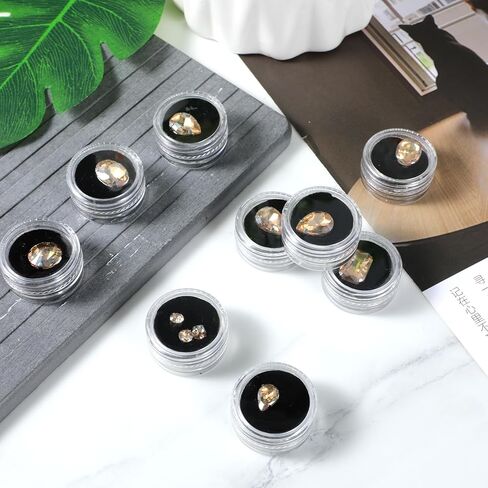 12 Pcs Small Loose Display Box, Round Jewelry Show Box Gemstone Holder Case Jewelry Show Boxes with Clear Top Lids and Sponge, Black in Kuwait