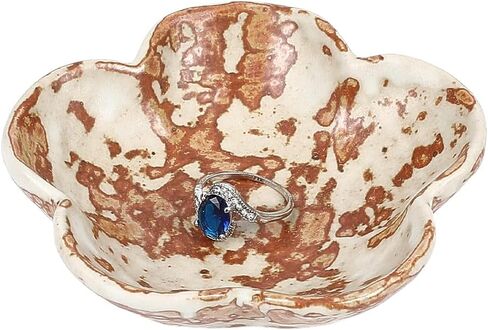 صينية مجوهرات من السيراميك، صينية حلية صغيرة، منضدة جمالية، ديكور الغرفة، حامل حلقة على شكل زهرة، وعاء طبق مجوهرات فريد من نوعه لهدايا عيد الميلاد للنساء (سيينا) in Kuwait