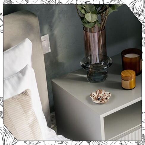 صينية مجوهرات من السيراميك، صينية حلية صغيرة، منضدة جمالية، ديكور الغرفة، حامل حلقة على شكل زهرة، وعاء طبق مجوهرات فريد من نوعه لهدايا عيد الميلاد للنساء (سيينا) in Kuwait