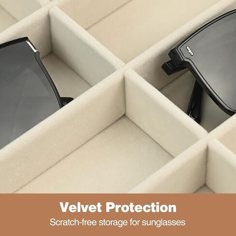 Sunglass Organizer Tray - 8 Slot Large Light Beige Premium Quality Velvet Sunglasses, Sunglasses Jewelry Watch Bracelet Organizer Tray, Trade Show Home Use, Display Case for Eyeglasses Jewelry Display in Kuwait