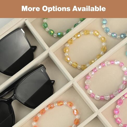 Sunglass Organizer Tray - 8 Slot Large Light Beige Premium Quality Velvet Sunglasses, Sunglasses Jewelry Watch Bracelet Organizer Tray, Trade Show Home Use, Display Case for Eyeglasses Jewelry Display in Kuwait