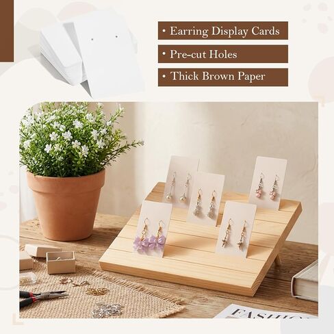simarro 62 Pcs Wood Earring Display Stand and Earring Card, 2 Sets of 7 Slots Jewelry Display Holder for Selling Vendors Retail Show in Kuwait