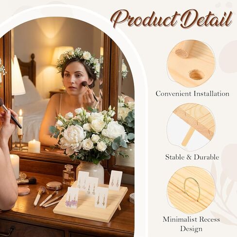 simarro 62 Pcs Wood Earring Display Stand and Earring Card, 2 Sets of 7 Slots Jewelry Display Holder for Selling Vendors Retail Show in Kuwait