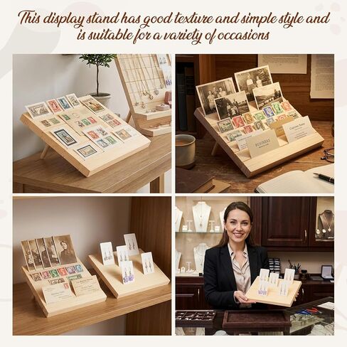 simarro 62 Pcs Wood Earring Display Stand and Earring Card, 2 Sets of 7 Slots Jewelry Display Holder for Selling Vendors Retail Show in Kuwait