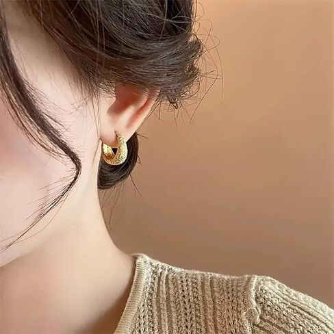 Gold Color Matte Hoop Earrings for Women Temperament Accessories in Saudi Arabia