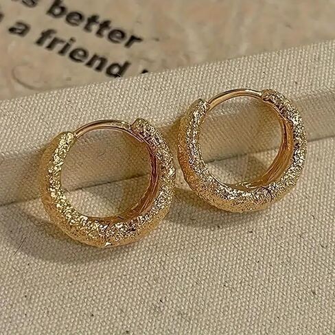 Gold Color Matte Hoop Earrings for Women Temperament Accessories in Saudi Arabia