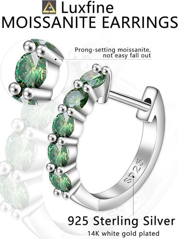 Huggie Earrings for Women Sterling Silver Hoop Earrings Moissanite Earrings Lab Diamond Hoop Earrings Green Emerald Rhinestone Earring Jewelry in Kuwait