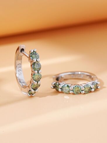 Huggie Earrings for Women Sterling Silver Hoop Earrings Moissanite Earrings Lab Diamond Hoop Earrings Green Emerald Rhinestone Earring Jewelry in Kuwait