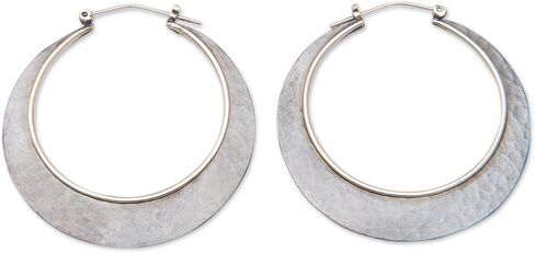 أقراط NOVICA Artisan اليدوية المطلية بالذهب بشكل دائري 22k من بالي من الفضة الإسترليني بدون حجر إندونيسيا الحديثة in Saudi Arabia