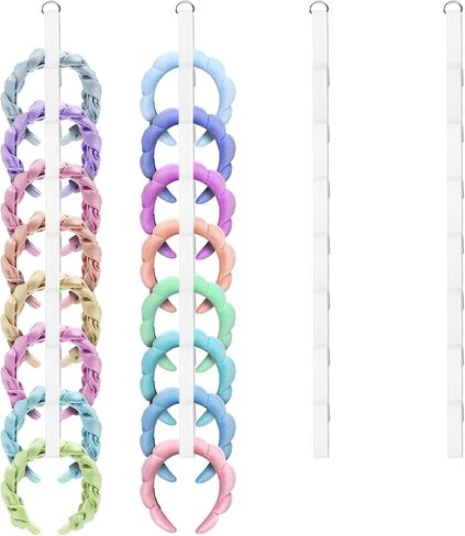 منظم حامل عصابات الرأس 4 قطع من Sokfone للفتيات، منظم تخزين عصابات الشعر للتعليق على الباب للنساء، إكسسوارات الشعر، مثالي للخزانة، والنوم، وديكور غرفة النوم (أبيض) in Kuwait