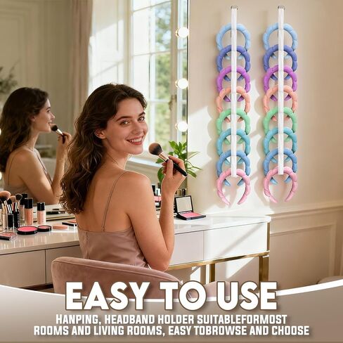 منظم حامل عصابات الرأس 4 قطع من Sokfone للفتيات، منظم تخزين عصابات الشعر للتعليق على الباب للنساء، إكسسوارات الشعر، مثالي للخزانة، والنوم، وديكور غرفة النوم (أبيض) in Kuwait