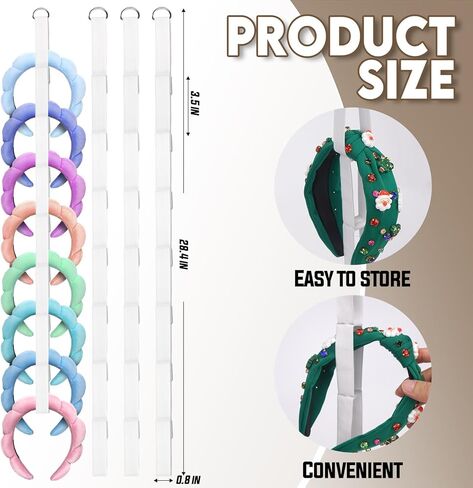 منظم حامل عصابات الرأس 4 قطع من Sokfone للفتيات، منظم تخزين عصابات الشعر للتعليق على الباب للنساء، إكسسوارات الشعر، مثالي للخزانة، والنوم، وديكور غرفة النوم (أبيض) in Kuwait