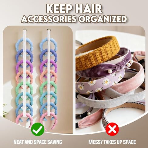 منظم حامل عصابات الرأس 4 قطع من Sokfone للفتيات، منظم تخزين عصابات الشعر للتعليق على الباب للنساء، إكسسوارات الشعر، مثالي للخزانة، والنوم، وديكور غرفة النوم (أبيض) in Kuwait