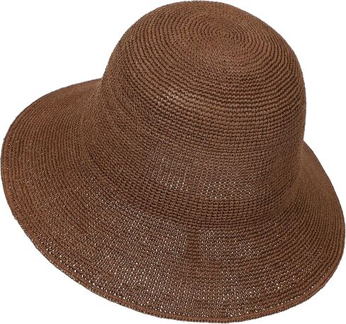 Women's Sun Hat Handmade Foldable Straw Bucket Hat Summer Crochet Travel Cap UPF 50+ in Kuwait