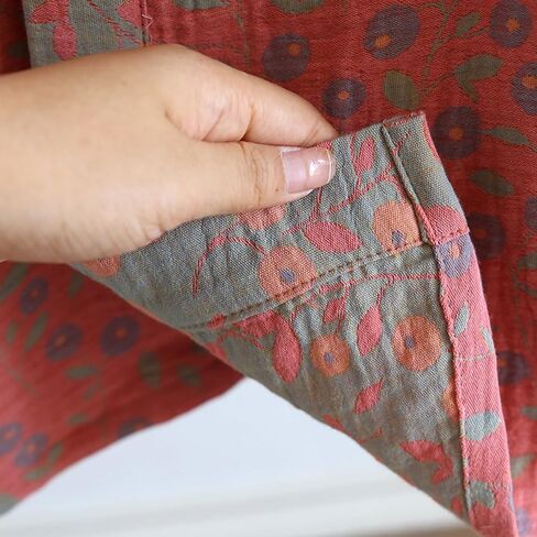 PRINCESS BRIDE Large Yarn-dyed Jacquard Muslin Japanese Robe Breathable Nightgown Kimono Robe Yukata Cozy Bathrobe for Women(Pink) in Kuwait