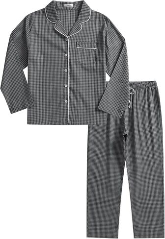 Esenchel Women's Petite Cotton Pajamas Set Long Sleeve Button Down Sleepwear in Kuwait