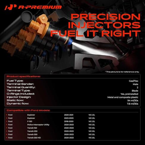 A-Premium 4 Holes 6 Pcs Fuel Injectors Compatible with Ford F-150 2018-2020, Explorer 2020-2021/2023, Transit-150/Transit-250/Transit-350/Transit-350 HD/Police Interceptor Utility 2020-2023, 3.3L 3.5L in Saudi Arabia