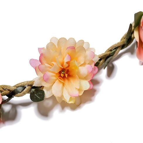 Crown for Girls & Women, Pink Headband & Headpiece for Weddings, Bridesmaids, Flower Girls, Tea Party, Bavarian Festival, Boho Floral Hair Accessories, 6 PCS in Kuwait