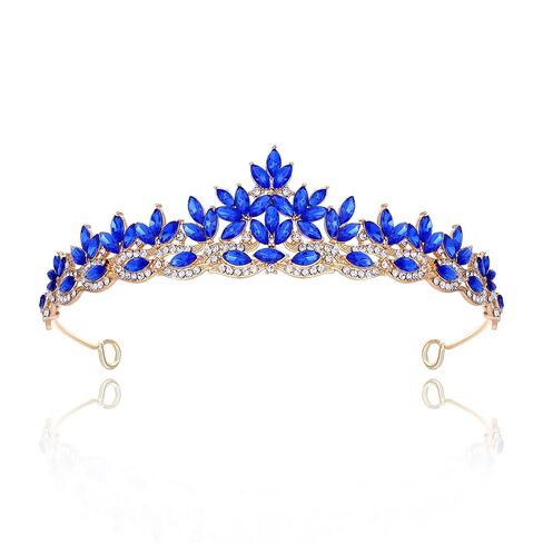 تاج فضي كريستال الأميرة الملكة - عصابة رأس العروس من حجر الراين للنساء لحفلات الزفاف وأعياد الميلاد والهالوين وحفلات التخرج وحفلات بلوغ سن الدعائم للصور (HG1233-أبيض فضي) in Kuwait