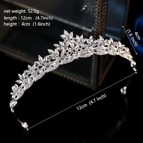Silver Crystal Princess Queen Tiara - Bride Rhinestone Crowns Headband for Women Wedding Birthday Halloween Prom Pageant Party Coming of Age Ceremony Photo Props (HG1233-Silver White) in Saudi Arabia