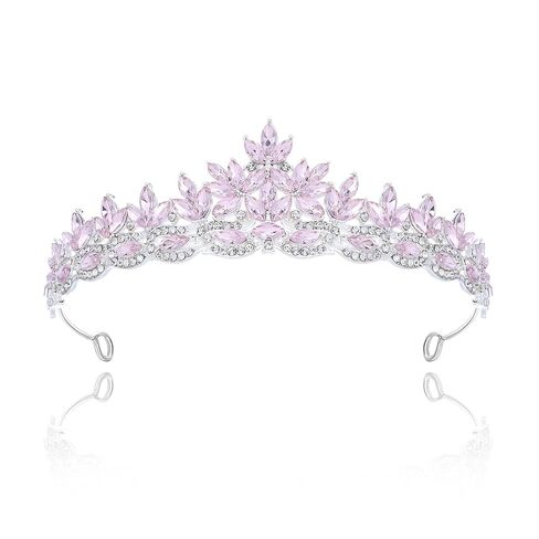 Silver Crystal Princess Queen Tiara - Bride Rhinestone Crowns Headband for Women Wedding Birthday Halloween Prom Pageant Party Coming of Age Ceremony Photo Props (HG1233-Silver White) in Saudi Arabia