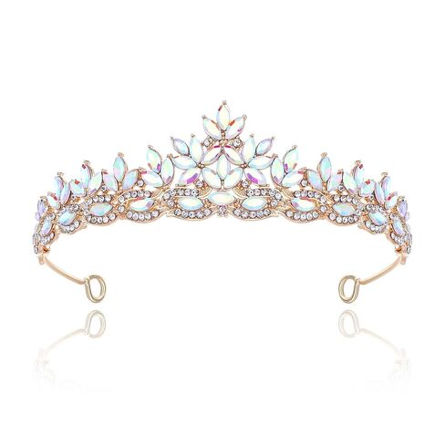 Silver Crystal Princess Queen Tiara - Bride Rhinestone Crowns Headband for Women Wedding Birthday Halloween Prom Pageant Party Coming of Age Ceremony Photo Props (HG1233-Silver White) in Saudi Arabia