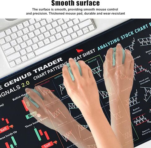 لوحة ماوس للتداول من Stock Market Invest Day Trader، ورقة أنماط الرسم البياني، لوحة ماوس كمبيوتر كبيرة/حصيرة مكتب مع حواف مخيطة، متعدد الألوان/النمط، مطاط، 31.5 × 11.8 × 0.08 بوصة in Kuwait