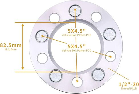 فواصل عجلات HICKS مقاس 5x4.5 إلى 5x4.5 مقاس 1 بوصة محولات فاصل عجلة سميكة 82.5 مم مع محور 1/2 بوصة -20 مناسبة لسيارة Ford Explorer 1990-2018 و1982-2012 Ford Ranger و1984-2001 Jeep Cherokee، مجموعة من 2 in Saudi Arabia