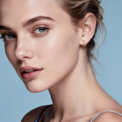 Moissanite Hoop Earrings for Women, 14K Gold Filled Imitation Diamond 0.2CT Small Pavé Hoop Earrings Jewelry Valentine Cartilage D Color Earrings Trendy Jewerly Gift in Saudi Arabia